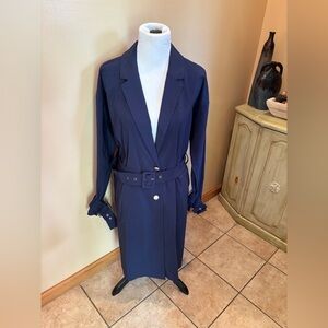 G by Giuliana Women’s Navy Blue Dress Coat with Belt Size Large